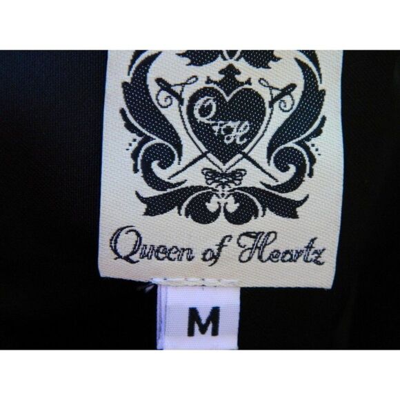 Queen Of Heartz Dress‎ Black  Satin Corset Strapless Pinup Rockability Medium - Picture 7 of 8